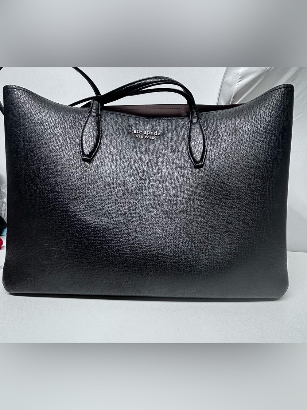 kate spade Black Textured Leather Tote 11x14x6